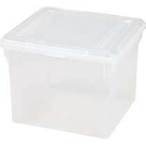 Lemical Portable Plastic Transparent File Boxes with Handle A4 Large  Capacity Heavy Duty File Boxes Plastic Transparent Paper Storage Boxes  Portable