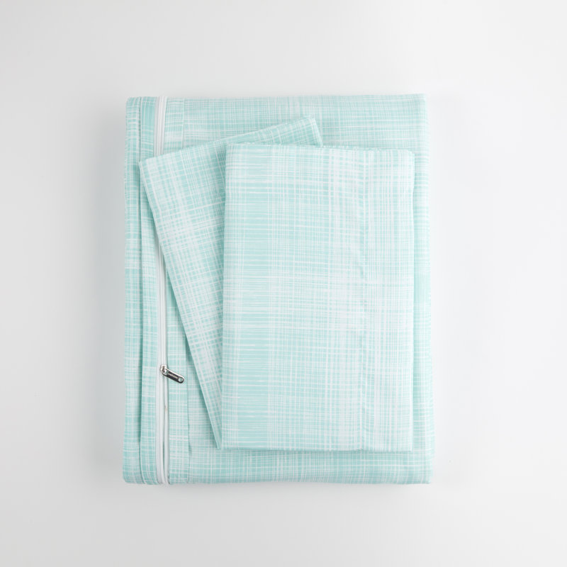 Simply Soft Thatch Pattern Duvet Cover Set, Full/Queen Duvet Cover + 2 Standard Shams, Aqua