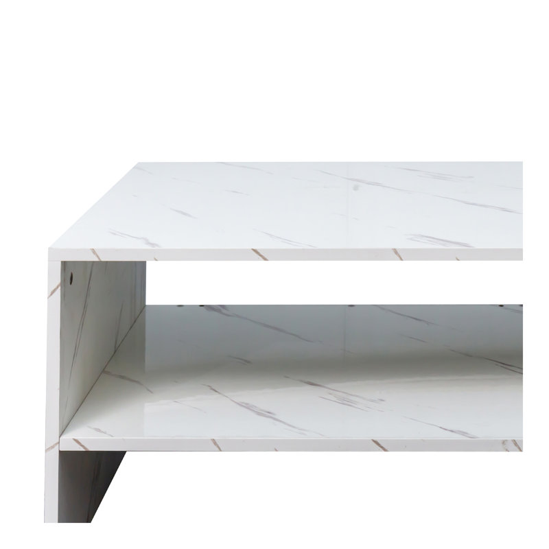 Coffee Table With Unique Architectural Shape,White, White