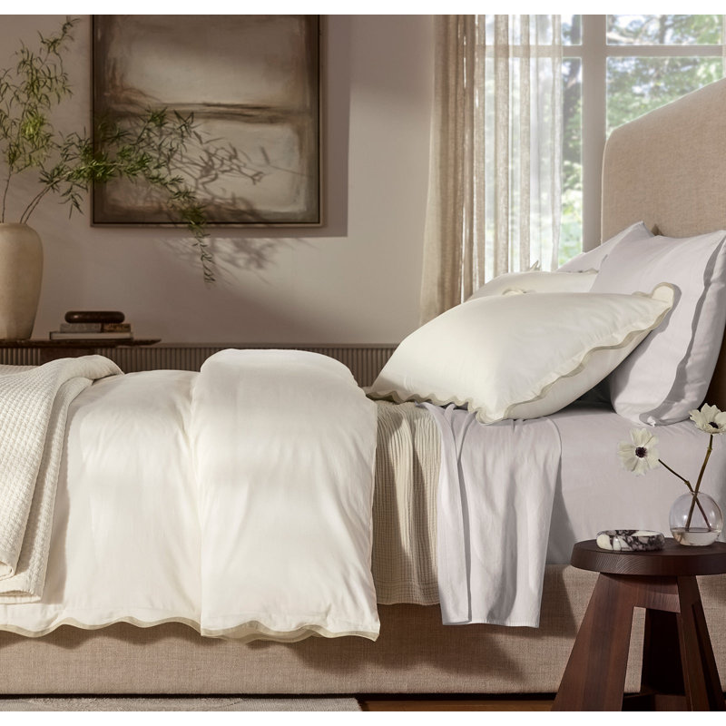 Signature Curved Edge Bedding Set, Cream/Sand, King/Cal. King Duvet Cover + 2 King Shams