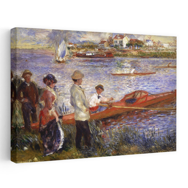 Oarsmen At Chatou, 1879 Classic Contemporary Violet Coastal Wall Art Print by Pierre-Auguste Renoir - Wrapped Canvas Print
