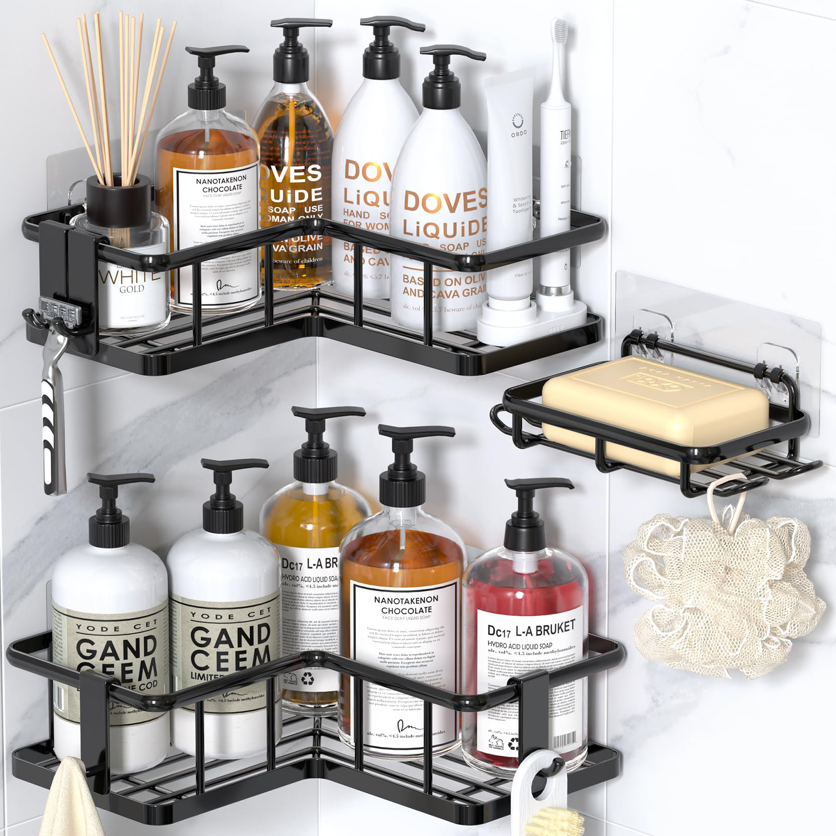 Aleda Quick Shelf Light Sand Marble Corner Shelf, Durable, Fixing Kit - View #4