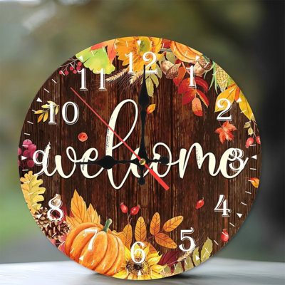 Horloge murale en bois 10 po, mouvement silencieux, à piles (piles AA non incluses), décor artistique, parfait pour les décorations