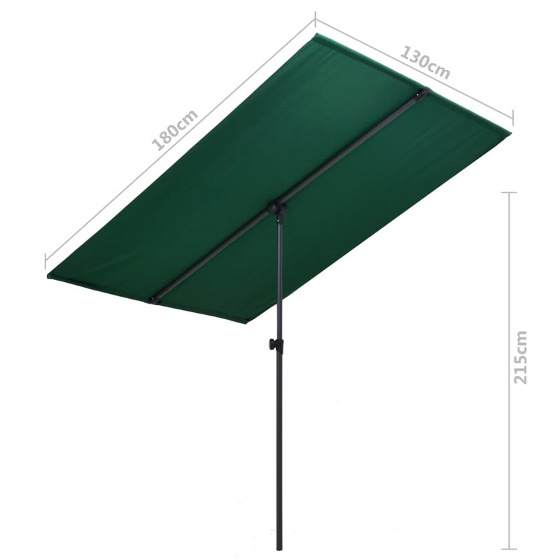 Green 70.9" Rectangular Market Umbrella with Aluminum Pole