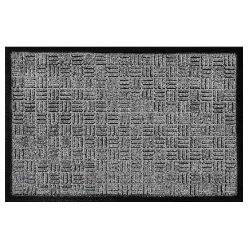 Paillasson intérieur en polypropylène antidérapant Odarius, L 47 po x L 71 po, Entrecroisé gris foncé