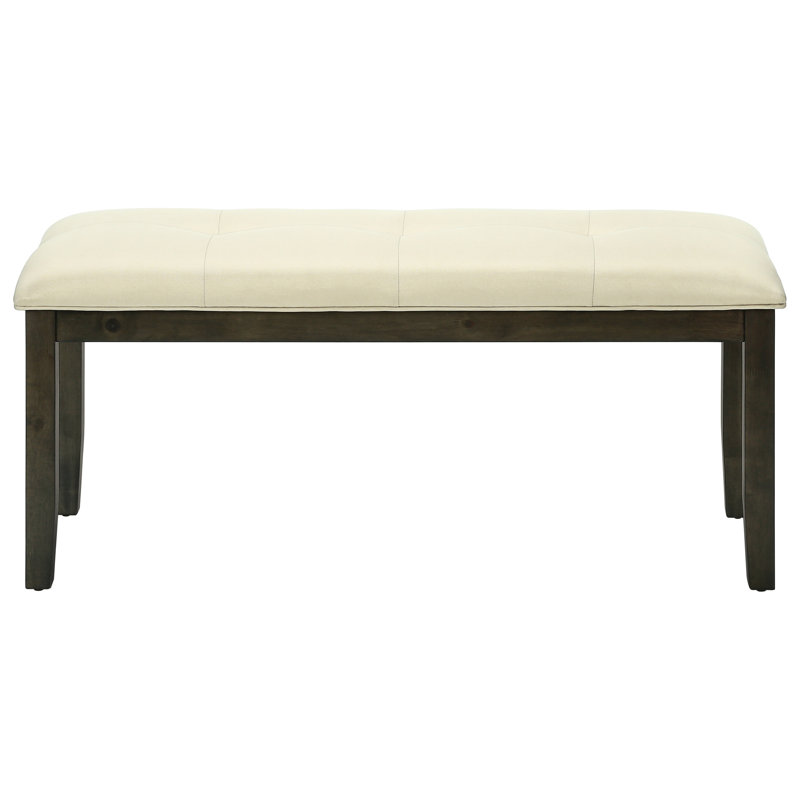 44,5 po Long banc rectangulaire - siège en tissu crème, cadre en bois gris pour la salle à manger et plus de 44 po. Utilisation dans la salle à manger, la cuisine, le vestibule. Tissu, bois. Élégant. Installation rapide. 44,5 x 16,64 x 20 pouces