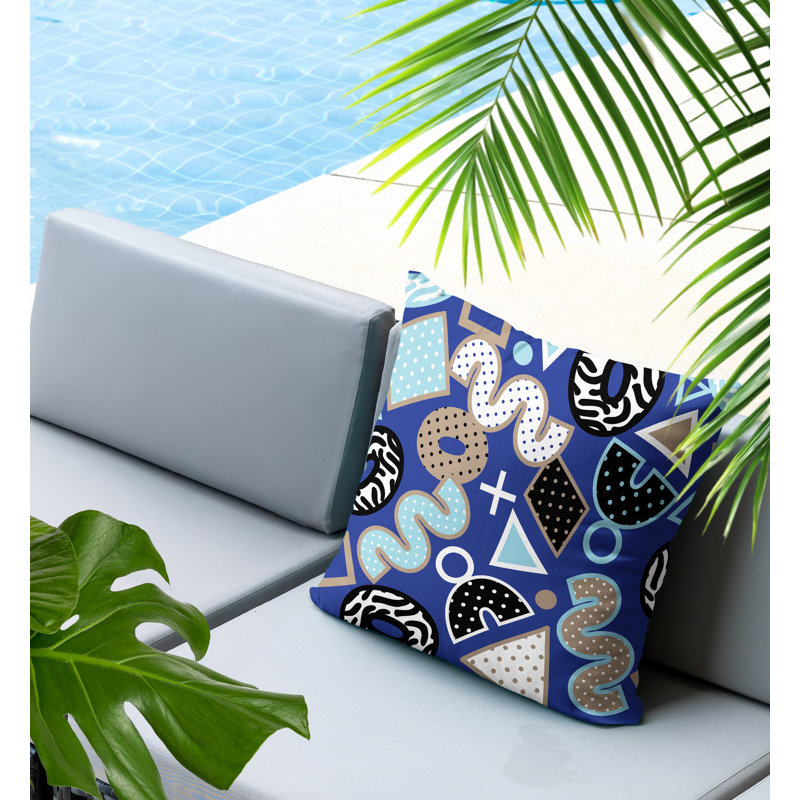 Oreiller carré réversible intérieur / extérieur Zyra, Carré 18 po, Bleu marine