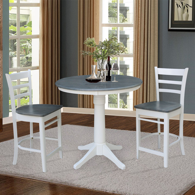 Heather Gray and White Solid Wood Counter Height Dining Set