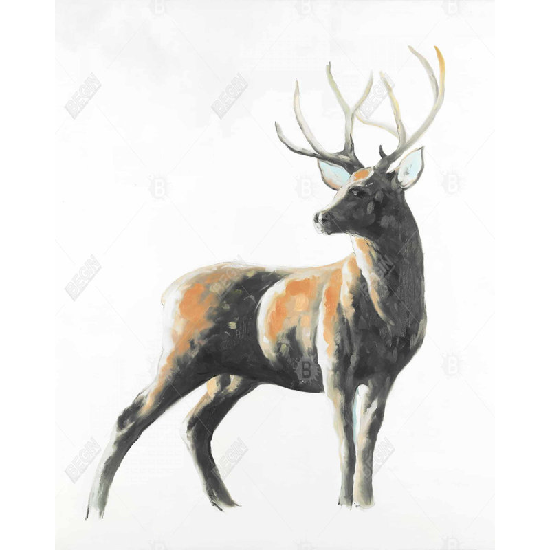 Abstract Deer Print On Canvas