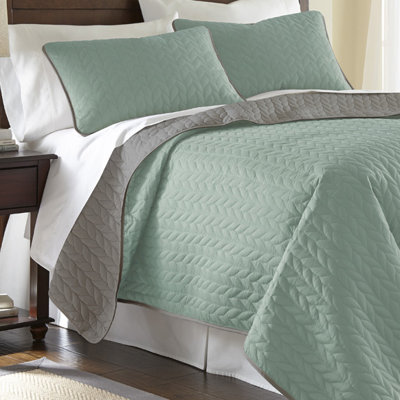 Ellen Reversible Coverlet in Jade & Atmosphere