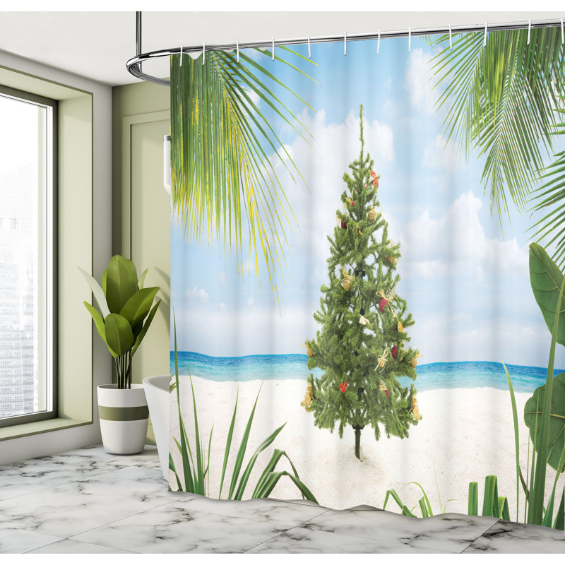 Rideau de douche simple de noël tree fêtes, H 84 po x l 69 po