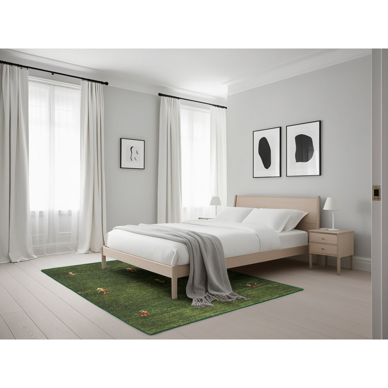 Tapis vert contemporain Naema, Rectangle 5 pi x 7 pi