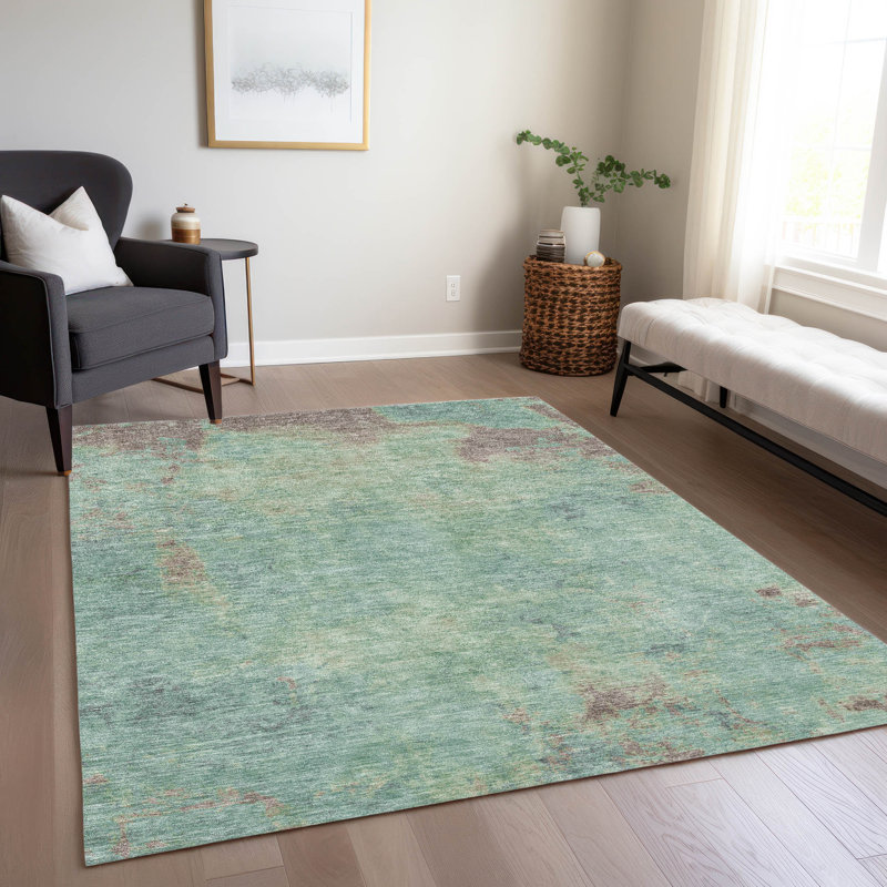 Tapis intérieur / extérieur lavable à la machine Cinead ACN1710 Seafoam, Rectangle 10 pi x 14 pi