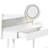 44" Corner Makeup Vanity, Space-Saving Dressing Table with Tri-Fold LED Mirror, Adjustable Lighting & PU Stool
