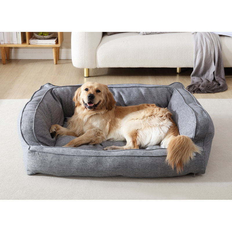 Large Gray Orthopedic Memory Foam Pet Sofa Bed