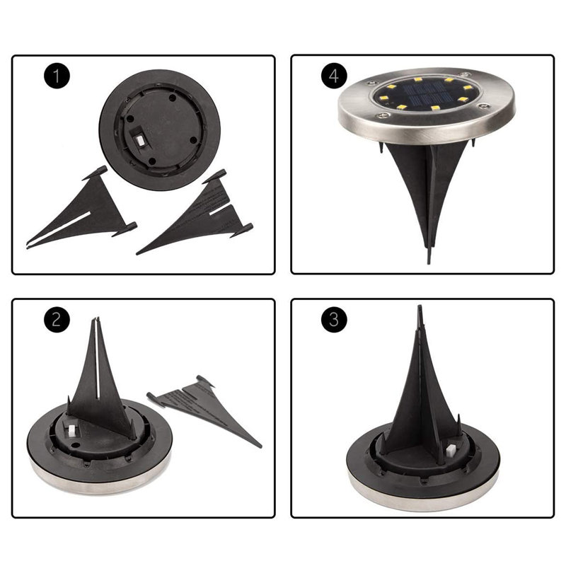 White Solar Powered LED Metal Pathway Light Pack, Set of 8