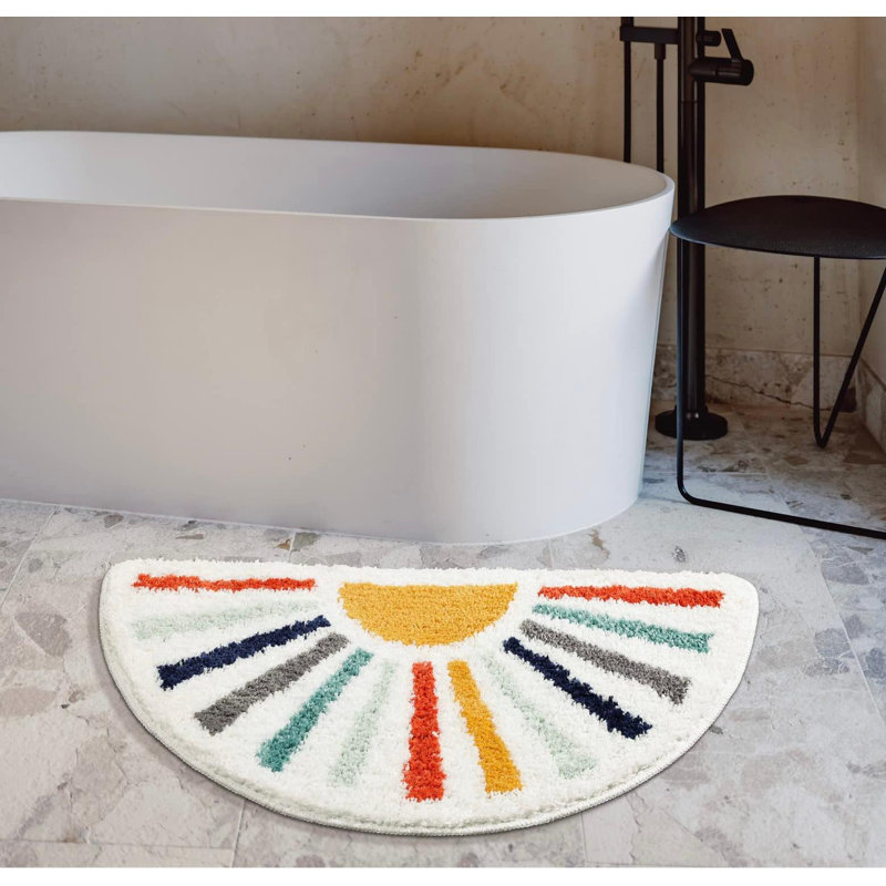 Tapis de bain demi-rond coloré antidérapant et absorbant l'eau Boho