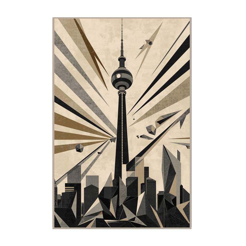 Tapis moelleux moelleux en forme de tour de télévision à motif géométrique moderne beige, 8 x 10