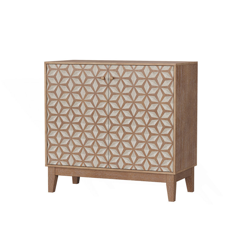 Geometric Design Sideboard With Adjustable Shelves