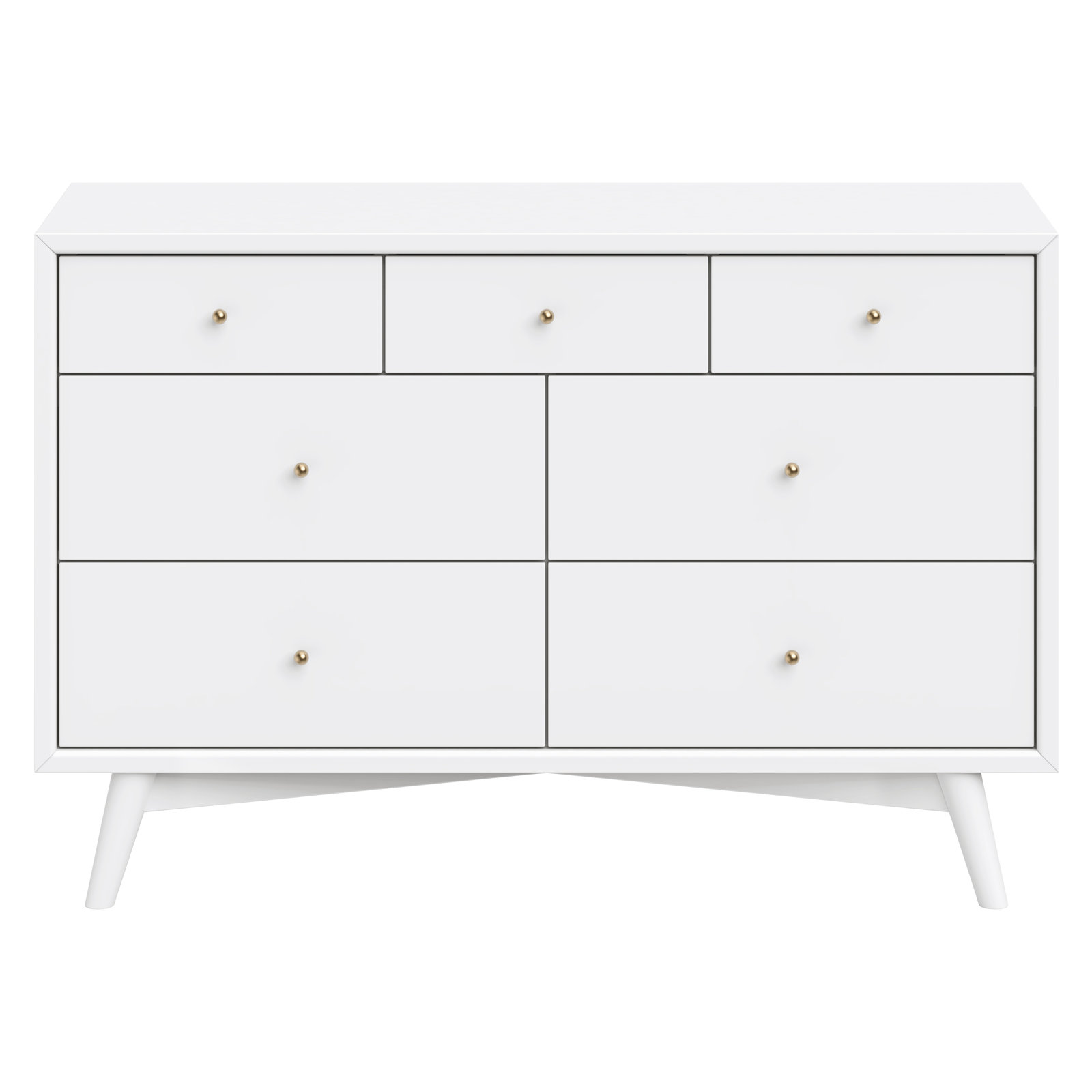 Palma 7 Drawer 53" W Double Dresser, White