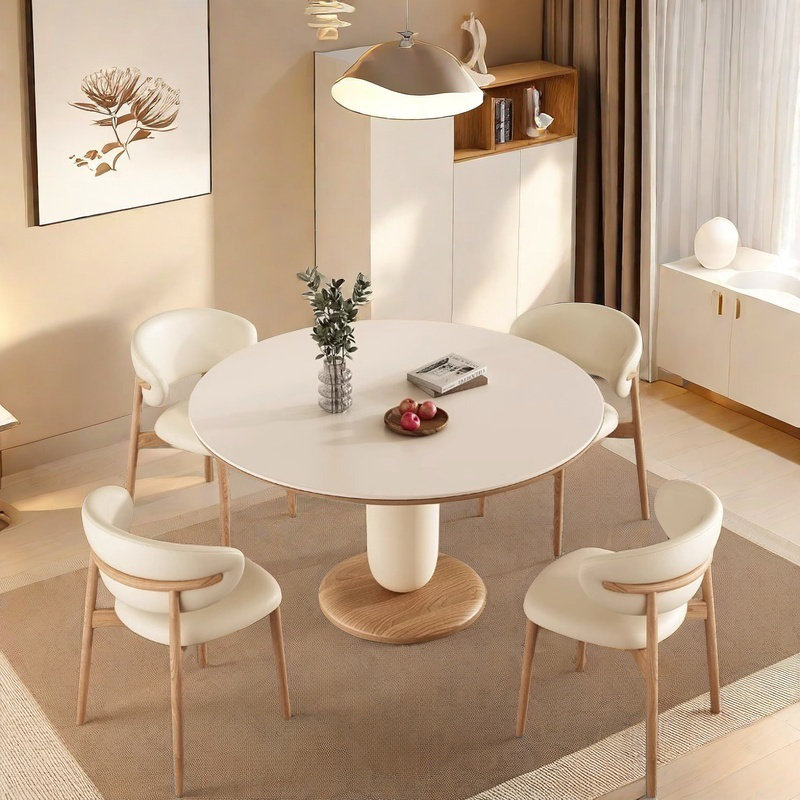 Table et chaise de salle à manger vintage de style crème rétro, H 29,5 po x L 51,1 po x l 51,1 po