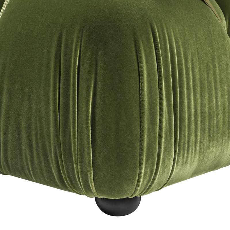 Canapé modulaire 3 pièces 109,5 po Sigma, Velours vert olive, H 27,5 po x l 72,5 po x P 36 po, 2