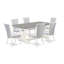 Ensemble de table de salle à manger 7 pièces composé d'une table en bois de ciment et de 6 chaises de salle à manger en lin gris avec dossier haut - Lin brossé blanc-1278673113-1278673114-1278673093