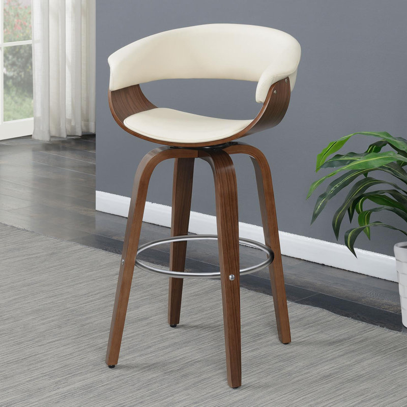 Lavoid Upholstered Swivel Bar Stool, White