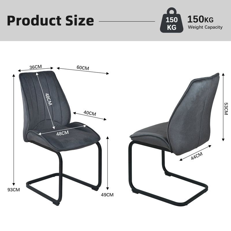 Polyester Blend Upholstered Cantilever Chair in Grey, 6