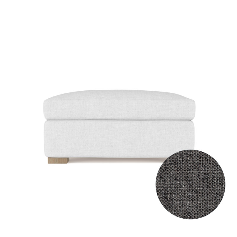 Crosby Ottoman, Plush Velvet Oyster, Dark Brown