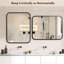 Miroir de meuble-lavabo pour salle de bain pour dessus de lavabo, miroir rectangulaire doré de 40 po x 32 po avec coin rond pour la chambre à coucher-73483099