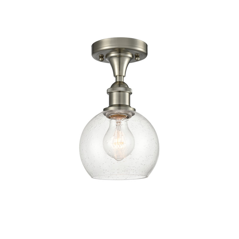 Cindi Glass Semi Flush Mount, Brushed Satin Nickel