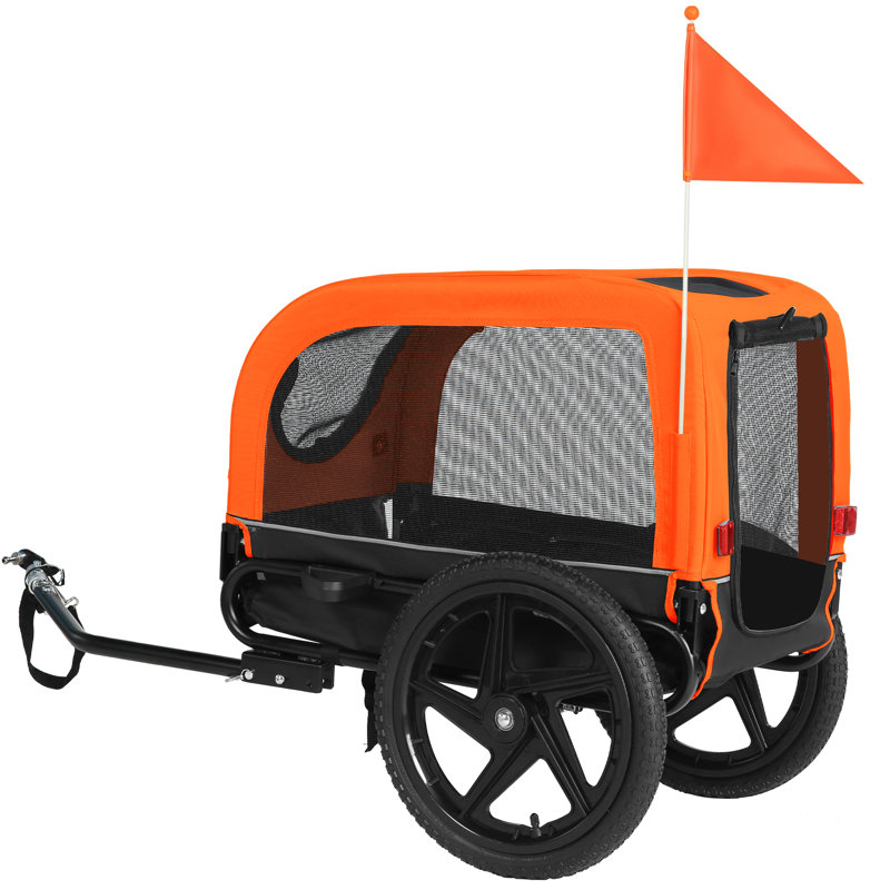 Remorque pliable pour vélo pour petits et moyens animaux, Orange