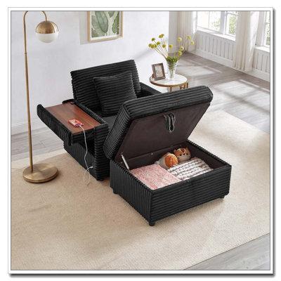 Fauteuil d'appoint confortable en velours côtelé
