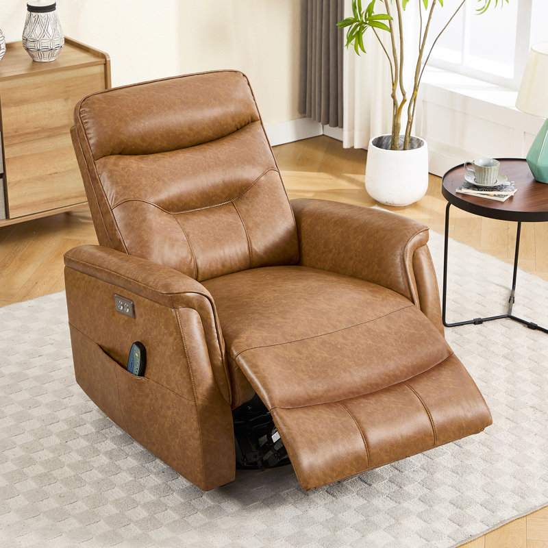Fauteuil inclinable en similicuir Detine, Brun