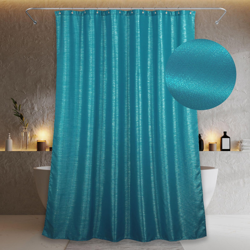 Rytis Polyester Shower Curtain, Dark Teal Blue