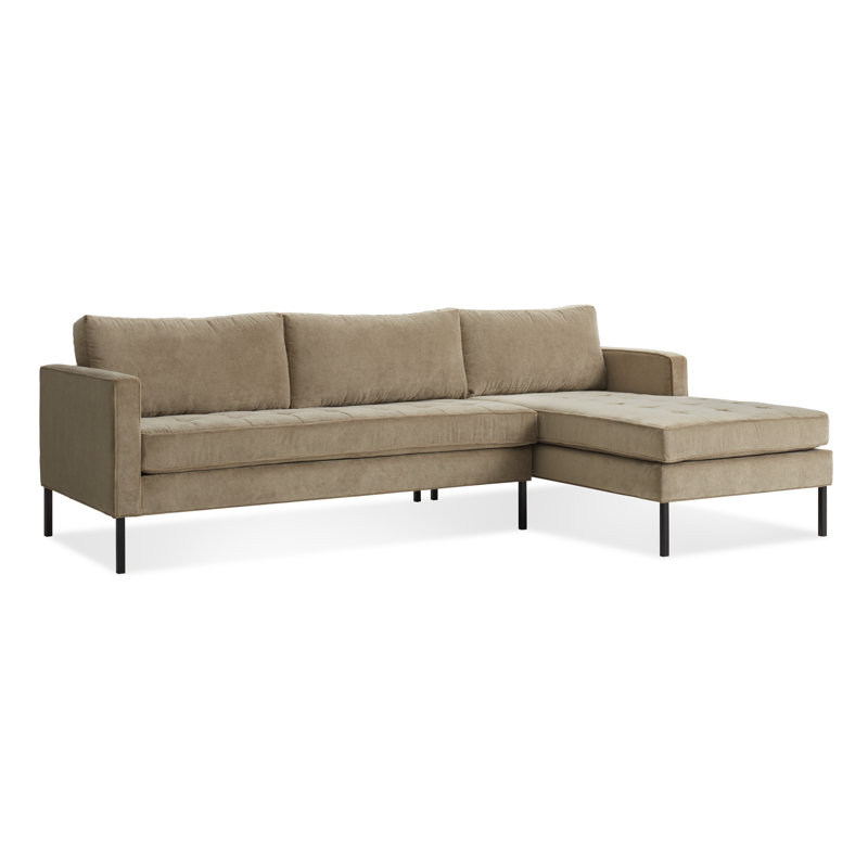 Paramount Chaise Sectional, Black, Sanford Oatmeal Basketweave, Right Hand Facing