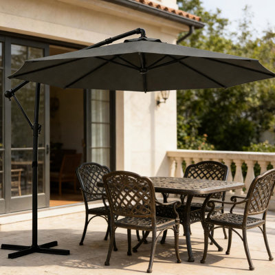 Modern Style Outdoor Hanging Cantilever Patio Umbrella, 6 - Position 360 Rotating Design For Customizable Shade Adaptation To Sun Movement, 200 Gsm Canopy And Fade Resistance In Environment, Powder