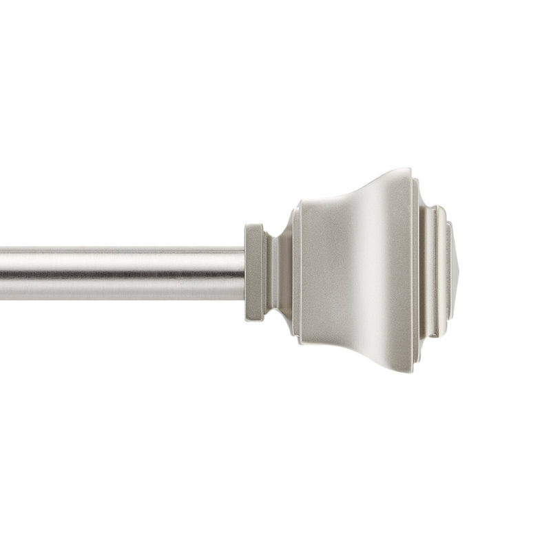 Nickel Steel Wall Mounted Adjustable Curtain Rod with Square Finials