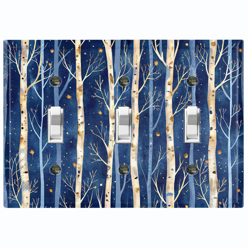 Couvercle de plaque d'interrupteur en métal; Bascule à 3 bandes US Standard - Birch Forest, Triple # 3