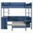 Full Size Wood Loft Bed with Desk, Storage Shelf, Sofa & Light, Navy Blue-2089475720