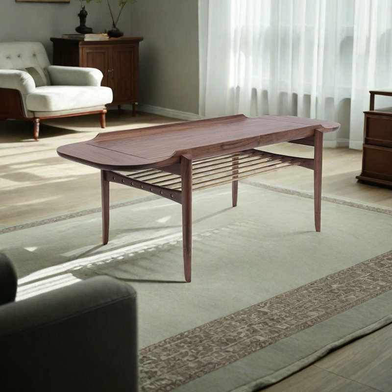 Table basse ovale minimaliste moderne, Brun