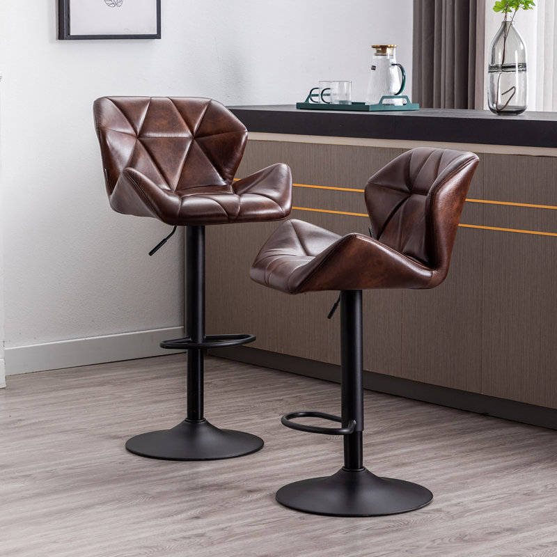 Tabouret de bar rotatif à hauteur réglable Massenburg (ensemble de 2), Brun foncé