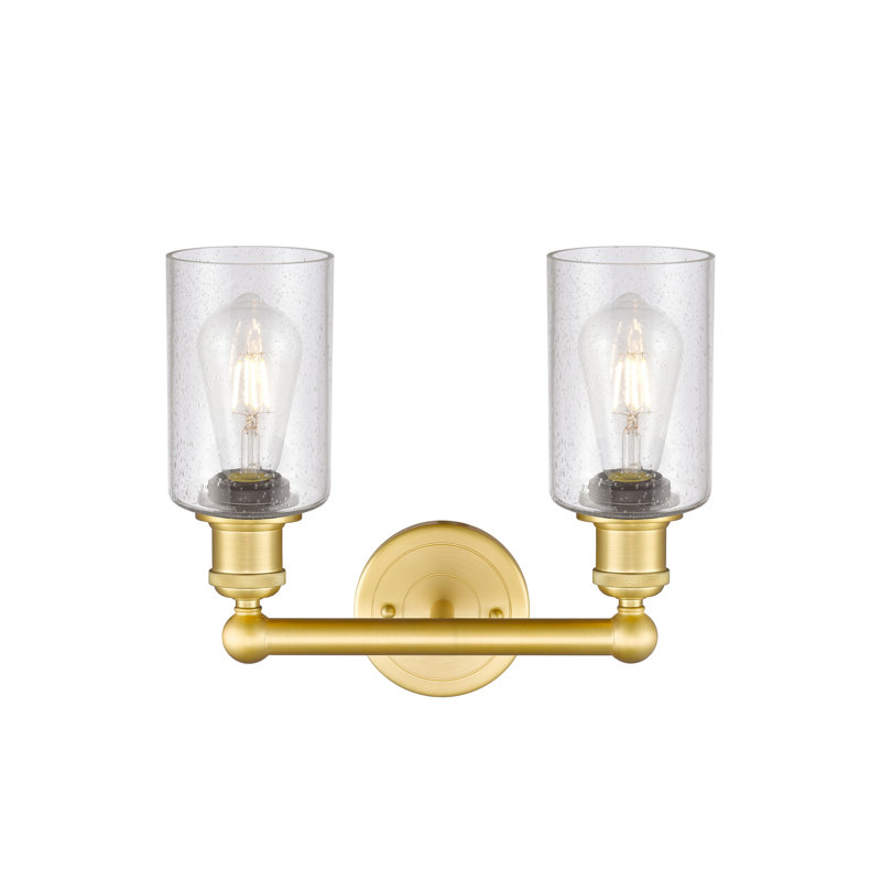 Éclairage pour meuble-lavabo à 2 lumières 12,875 pouces Caldello, Or satiné, Bullé