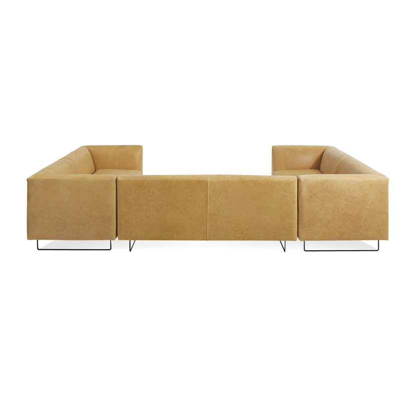 Bonnie And Clyde Sectional, Camel Genuine Leather
