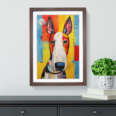 English Bull Terrier Expressionism - Single Picture Frame Print on Wood