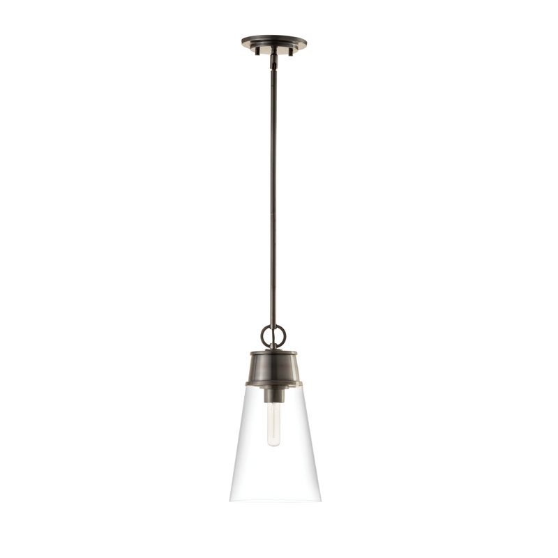 Luminaire suspendu conique à 1 lumière Bertina, Bronze plaqué, H 96,25 po x l 7,5 po x P 7,5 po