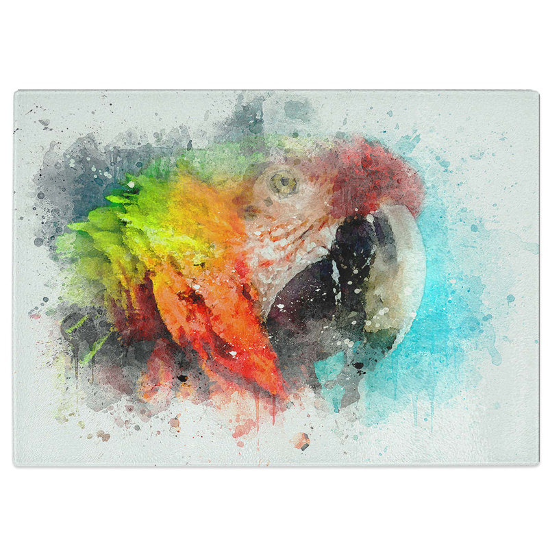 Tempered Glass Macaw Parrot Chopping Board, 39 cm W x 28.5 cm L