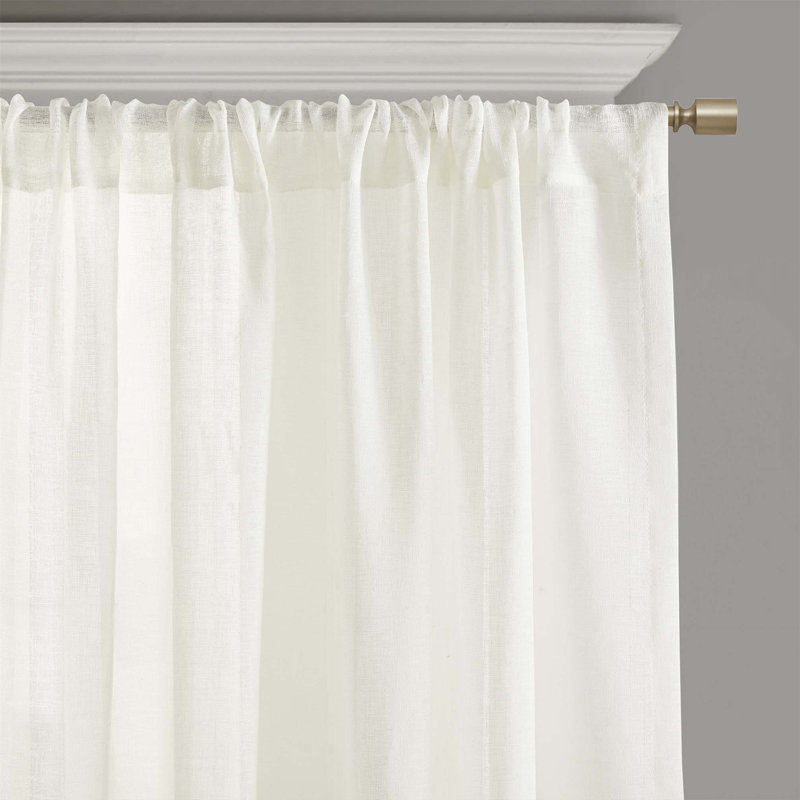 Zeldy Polyester Semi Sheer Curtain Single Panel, 84" H x 52" W, White