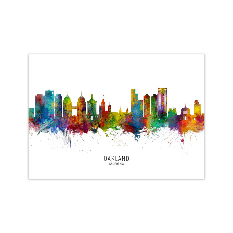 Oakland California Skyline by Michael Tompsett - Print, Unframed, 42cm H x 59cm W x 1cm D